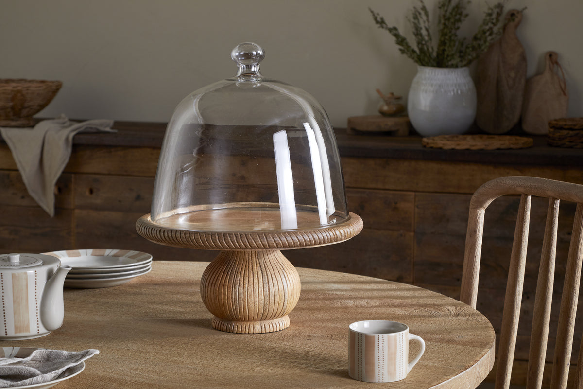Vivan Glass Cake Stand & Dome - Natural