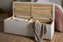 Sanja Stripe Cotton & Linen Upholstered Storage Bench - Grey