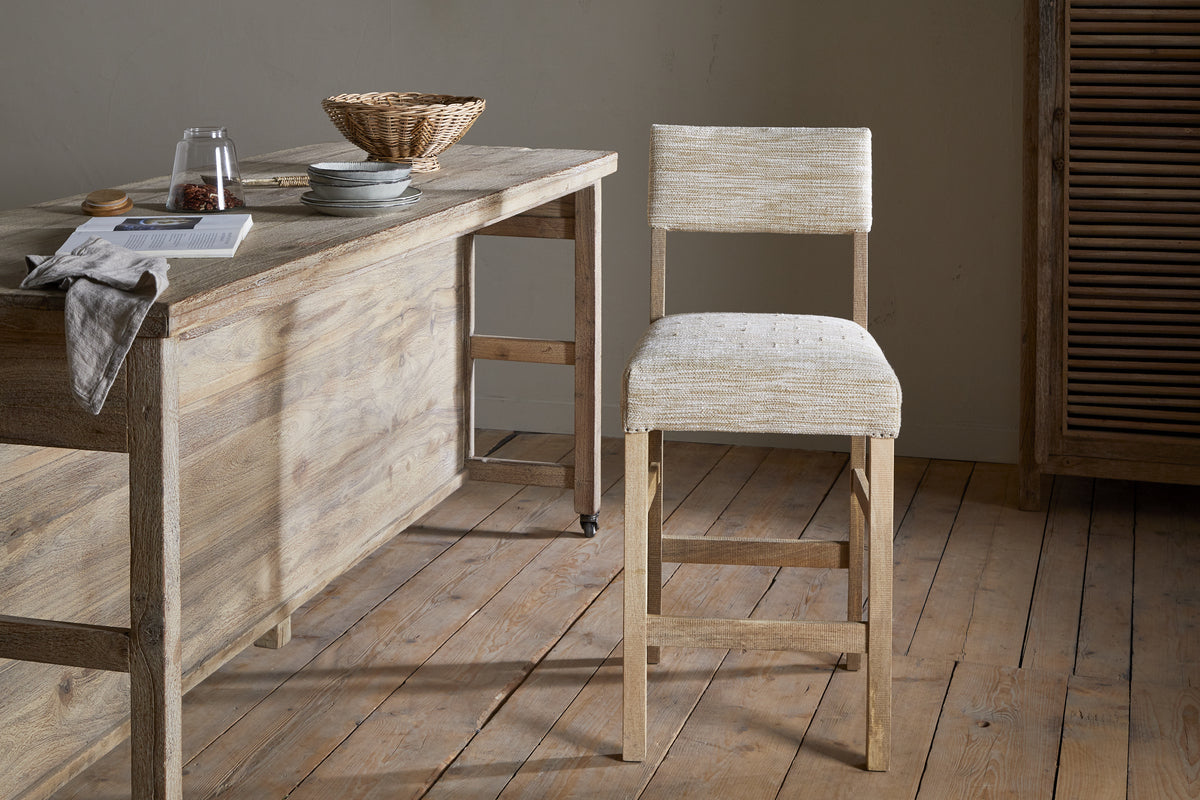 Zoha Cotton & Jute Upholstered Counter Chair - Natural