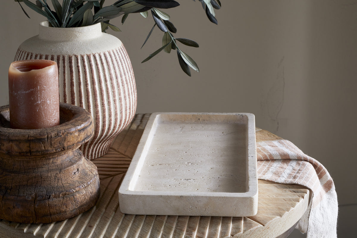 Ganda Travertine Vanity Tray - Cream