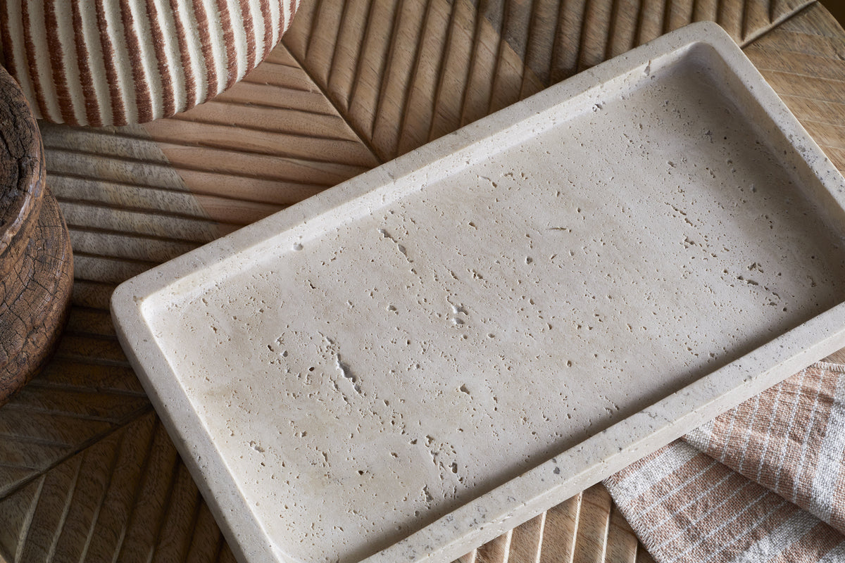 Ganda Travertine Vanity Tray - Cream