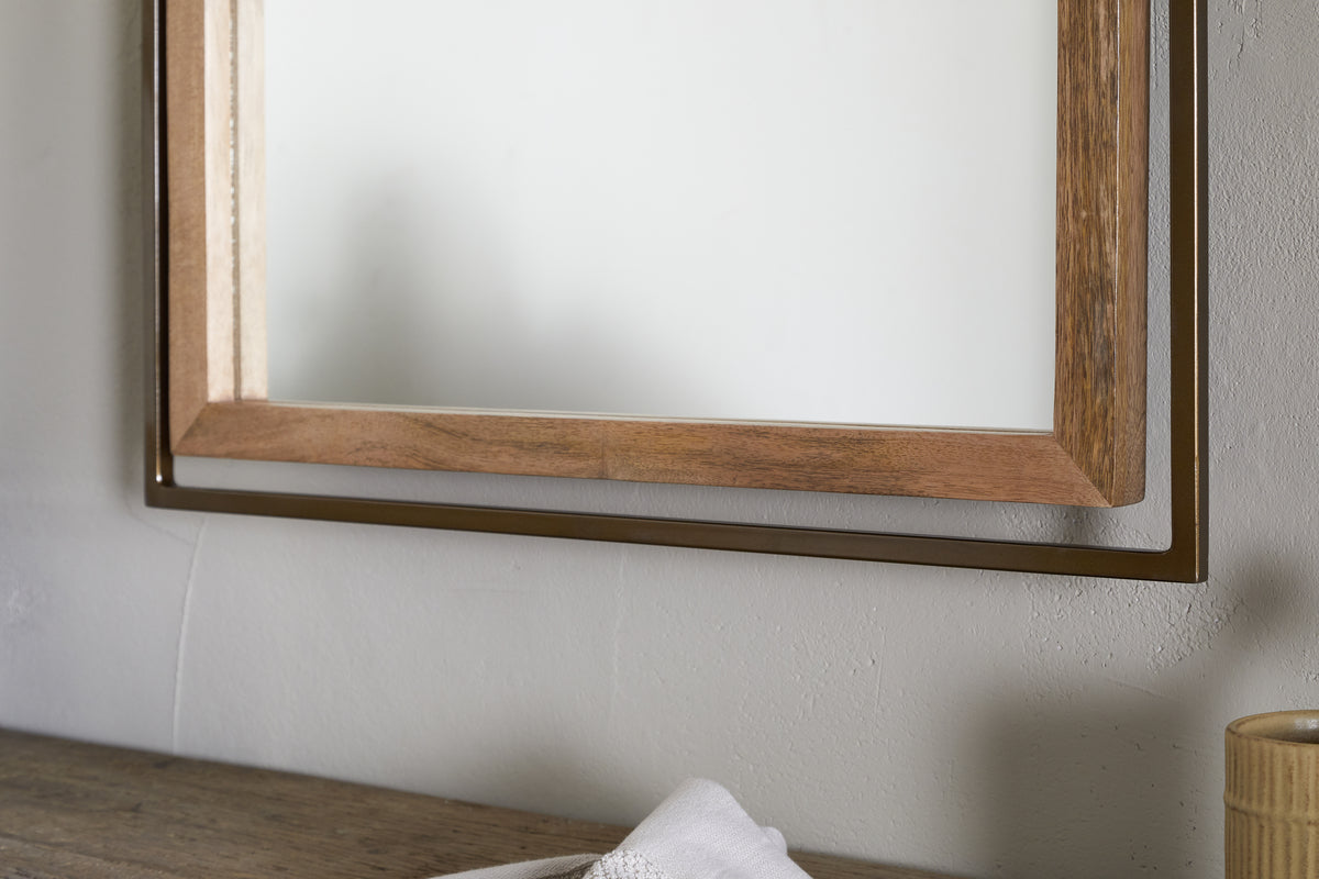 Mar Swivel Wall Mirror - Antique Brass & Natural