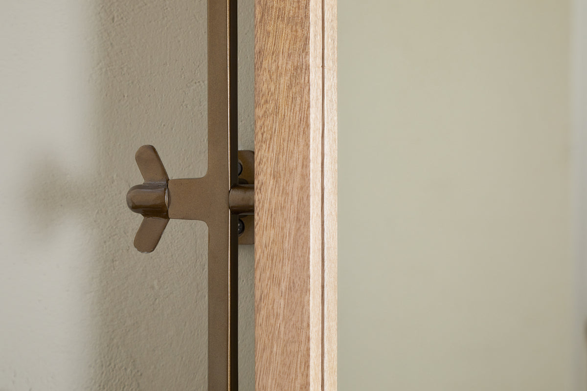 Mar Swivel Wall Mirror - Antique Brass & Natural