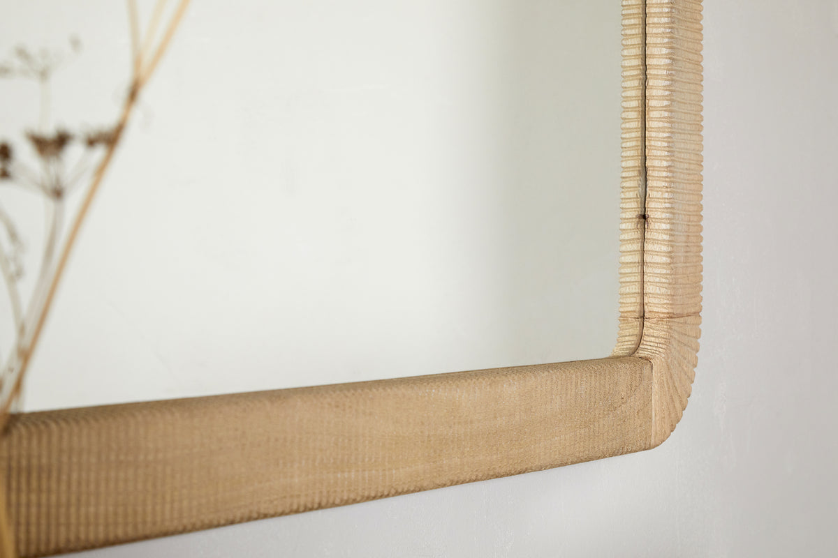 Vivan Rectangular Grooved Wood Mirror - Natural