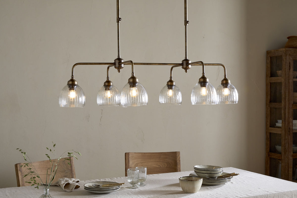 Kakira Chandelier Pendant - Antique Brass & Clear