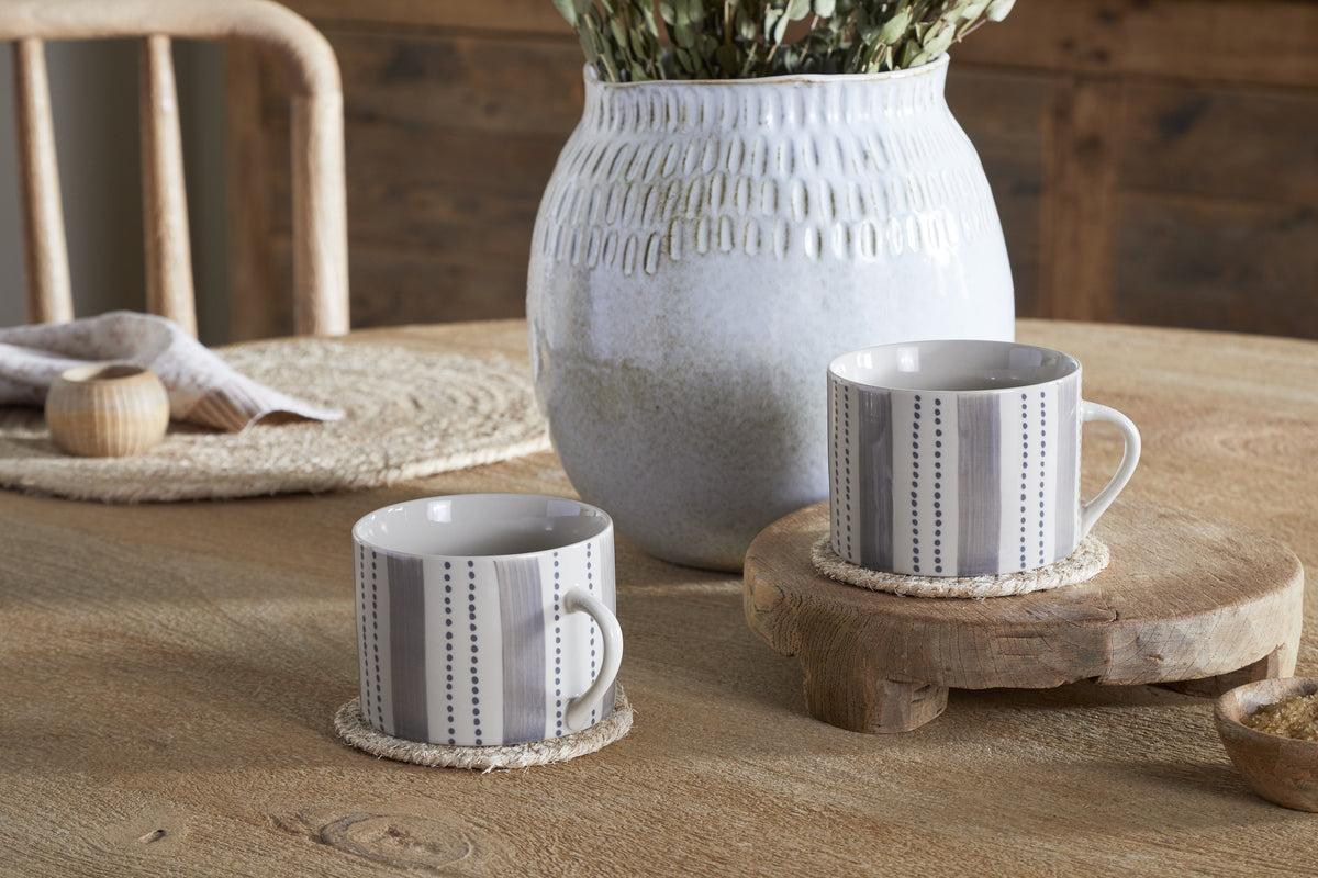 Patthar Mug - Cream & Grey - Large (Set of 2)