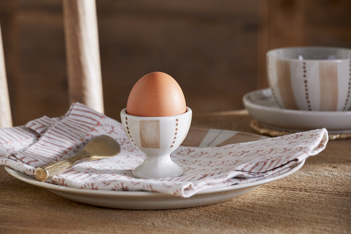 Patthar Egg Cups - Cream & Clay - (Set of 2)
