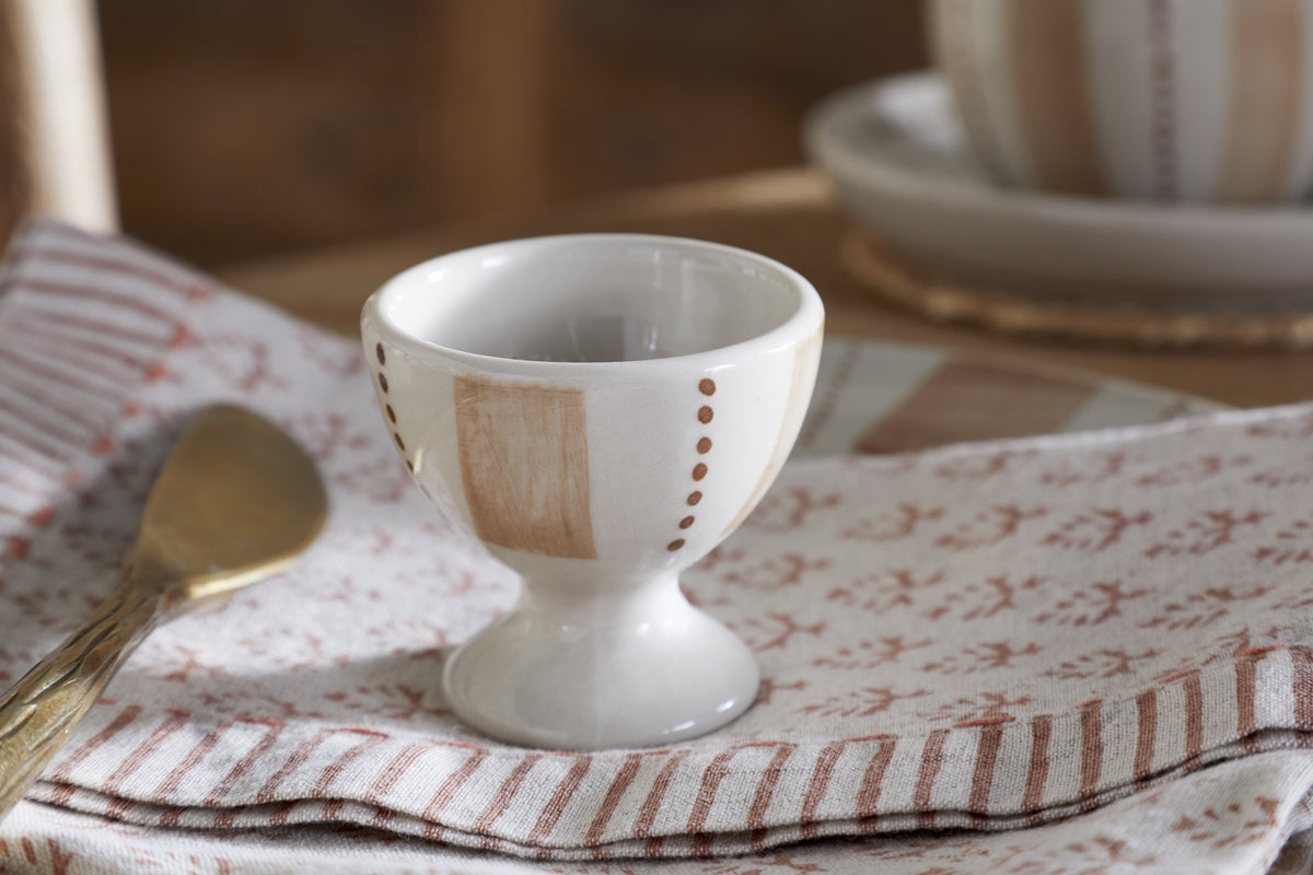 Patthar Egg Cups - Cream & Clay - (Set of 2)