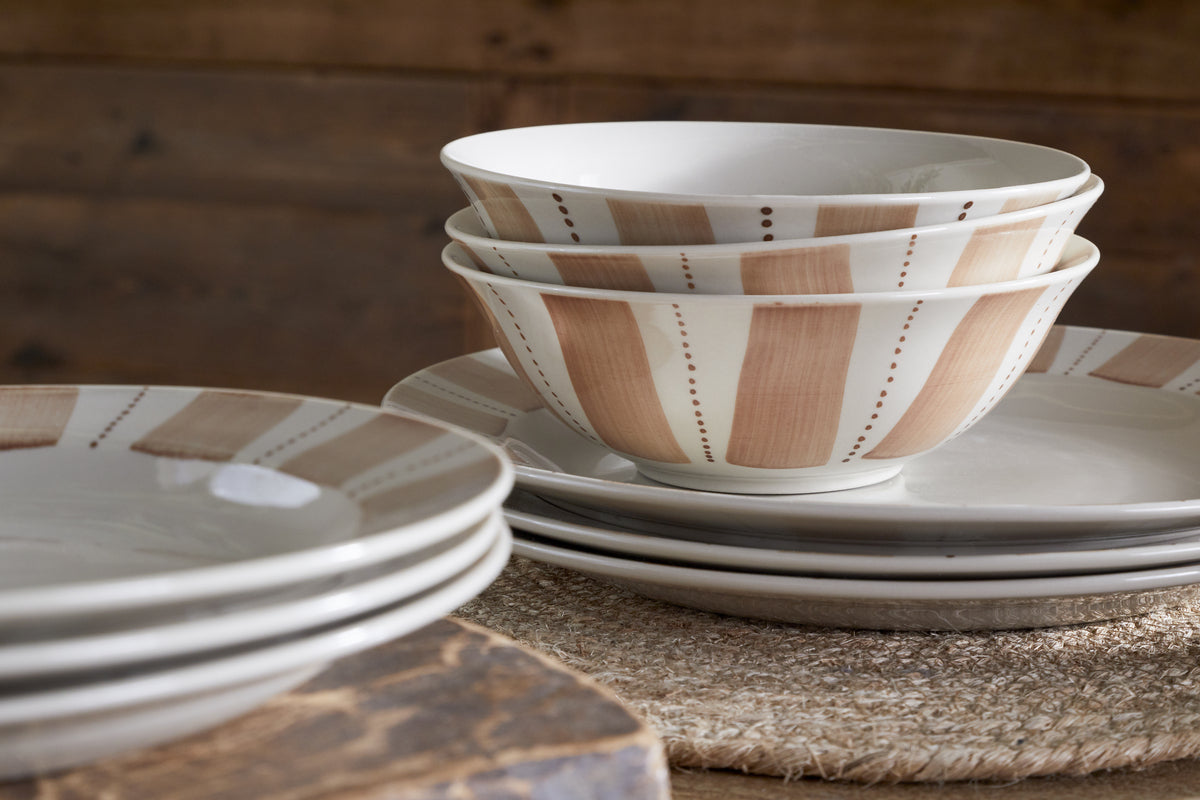 Patthar Dinnerware Set - Cream & Clay - (Set of 12)
