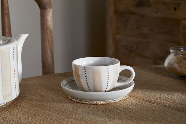 Patthar Cup & Saucer - Cream & Clay