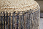Kapil Jute Round Pouf - Charcoal
