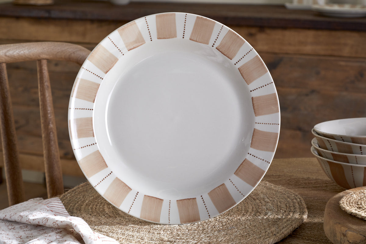 Patthar Dinner Plate - Cream & Clay