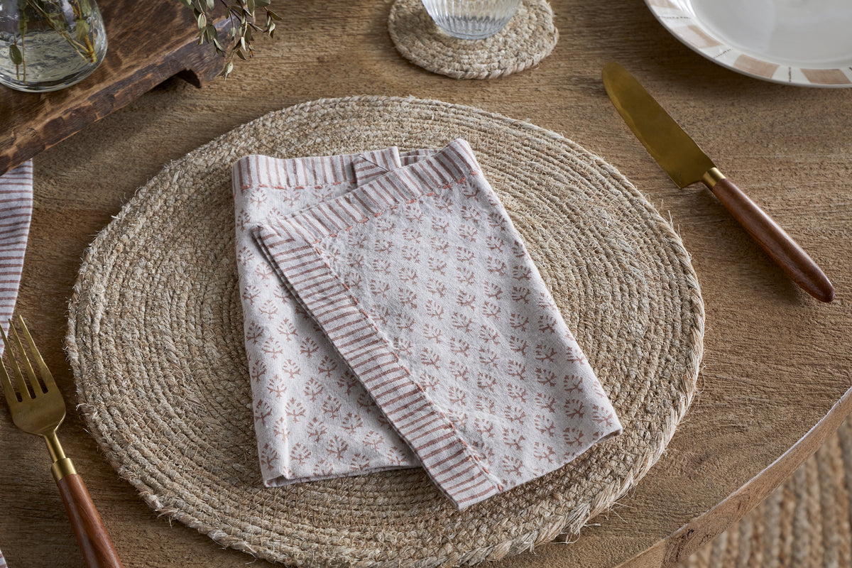 Peplu Block Print Napkin - Terracotta - (Set of 4)
