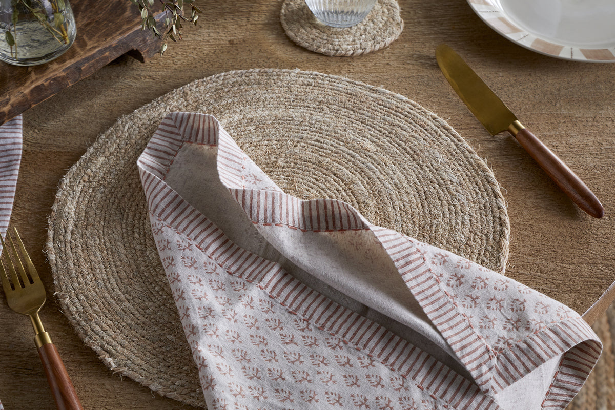Peplu Block Print Napkin - Terracotta - (Set of 4)