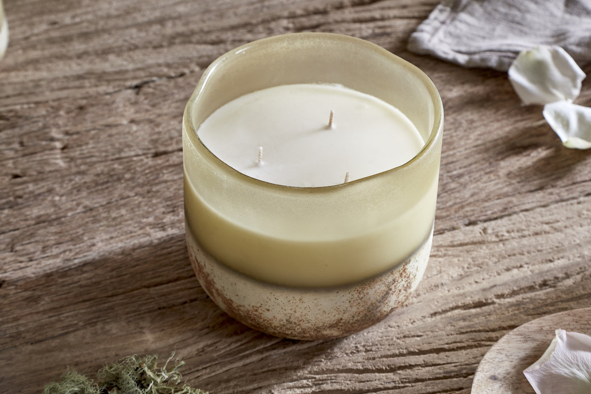 Oakmoss & Rose 3 Wick Scented Candle - Yellow