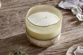 Oakmoss & Rose 3 Wick Scented Candle - Yellow - 3 Wick