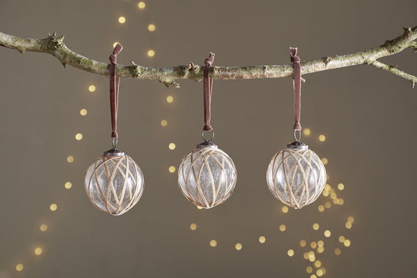 Bayana Woven Baubles - Natural & Clear (Set of 3)