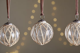 Bayana Woven Baubles - Natural & Clear - (Set of 3)