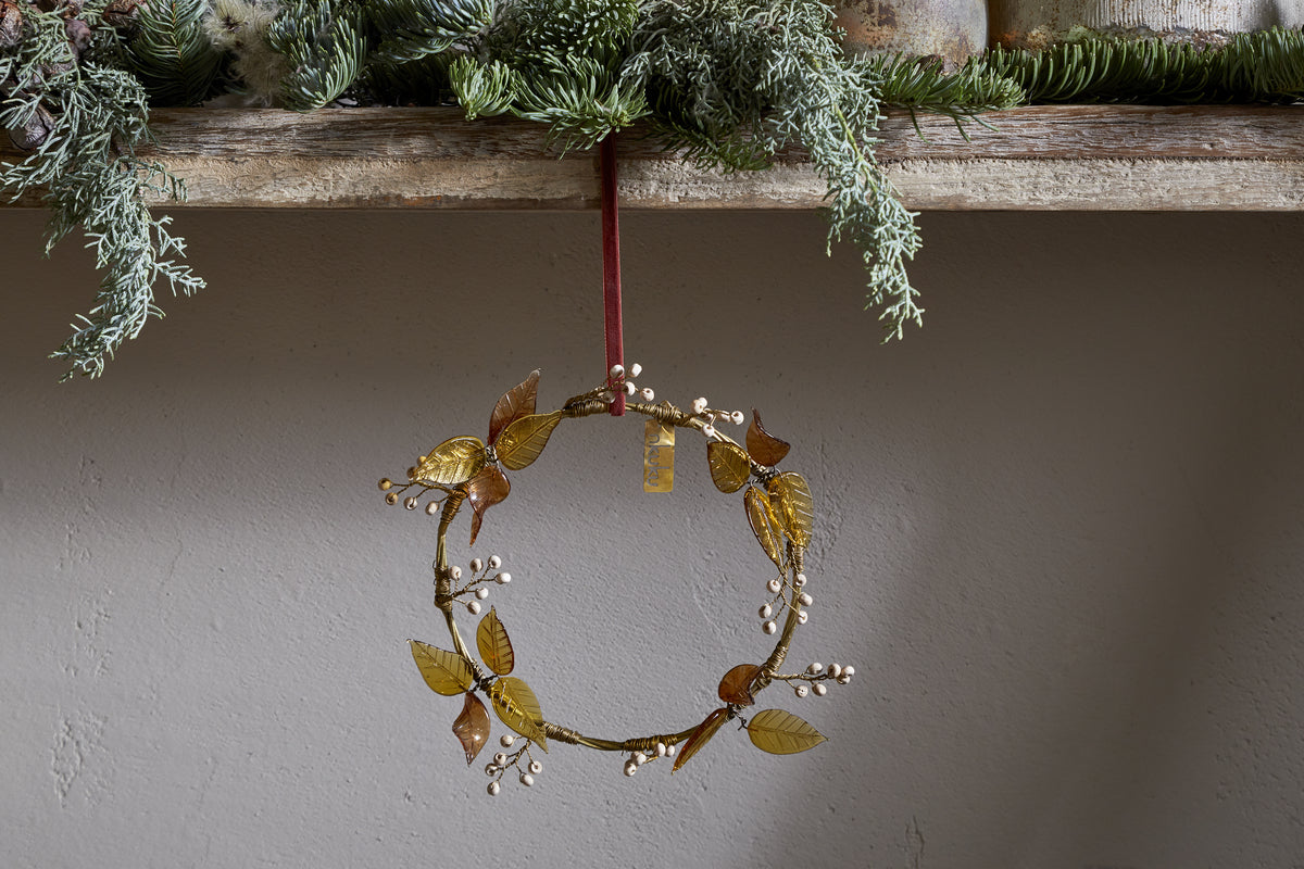 Parili Glass Wreath - Small - Ochre - Small