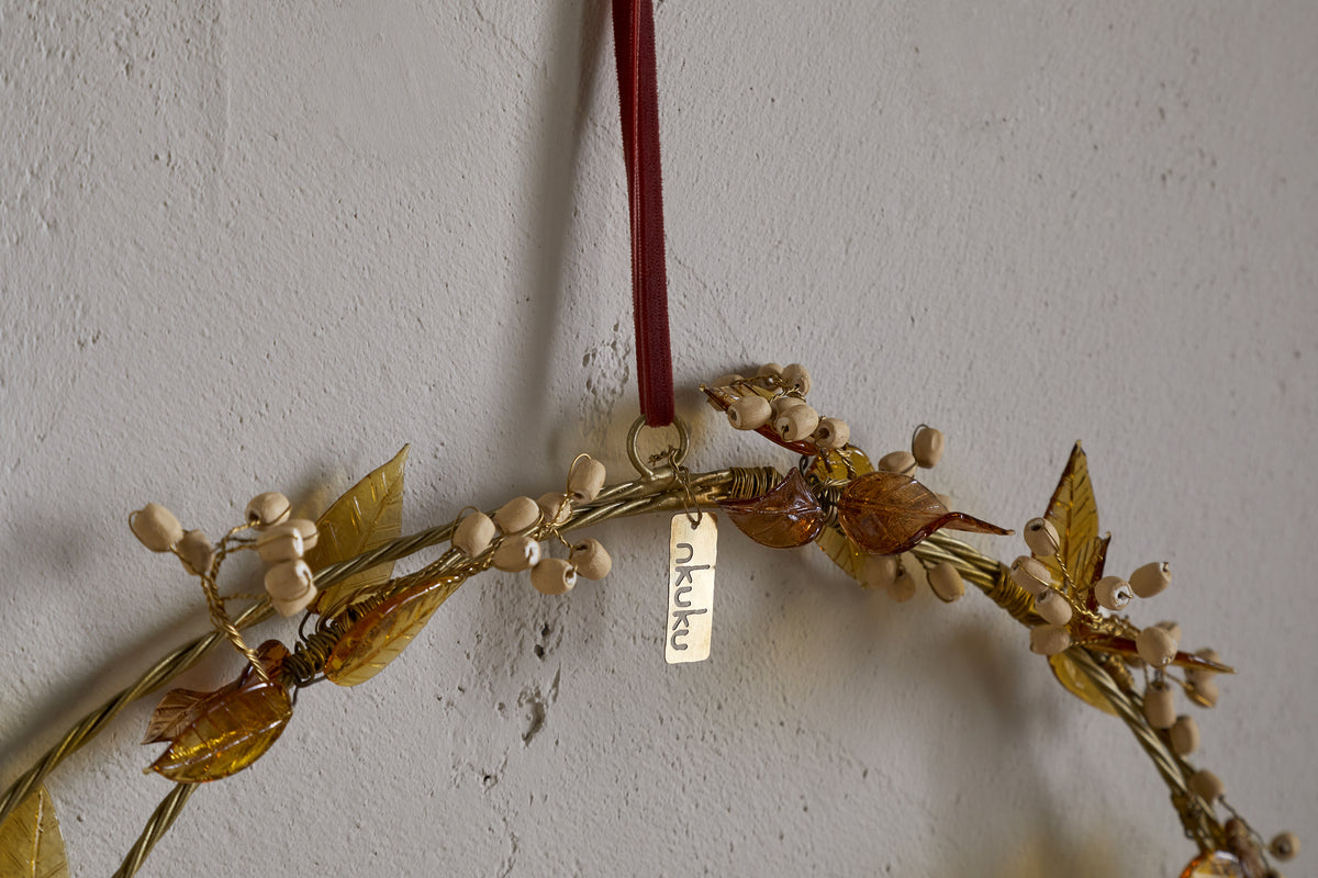 Parili Glass Wreath - Large - Ochre