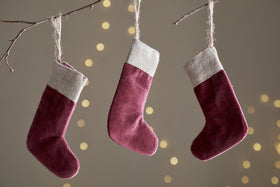 Karru Cotton Velvet Mini Stocking - Red - (Set of 3)