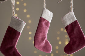 Karru Cotton Velvet Mini Stocking - Red - (Set of 3)