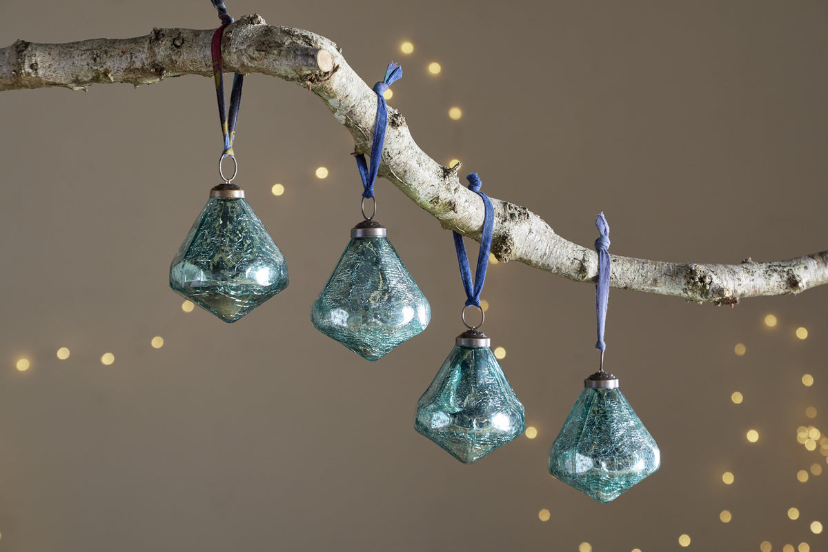 Tamti Baubles - Teal Crackle - (Set of 4)
