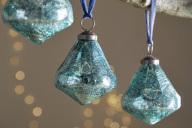 Tamti Baubles - Teal Crackle - (Set of 4)