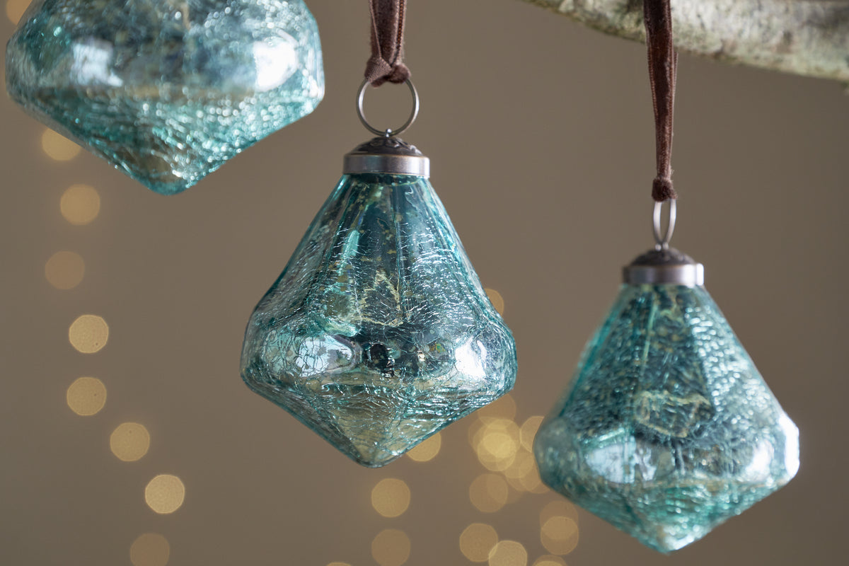 Tamti Baubles - Teal Crackle - (Set of 4)