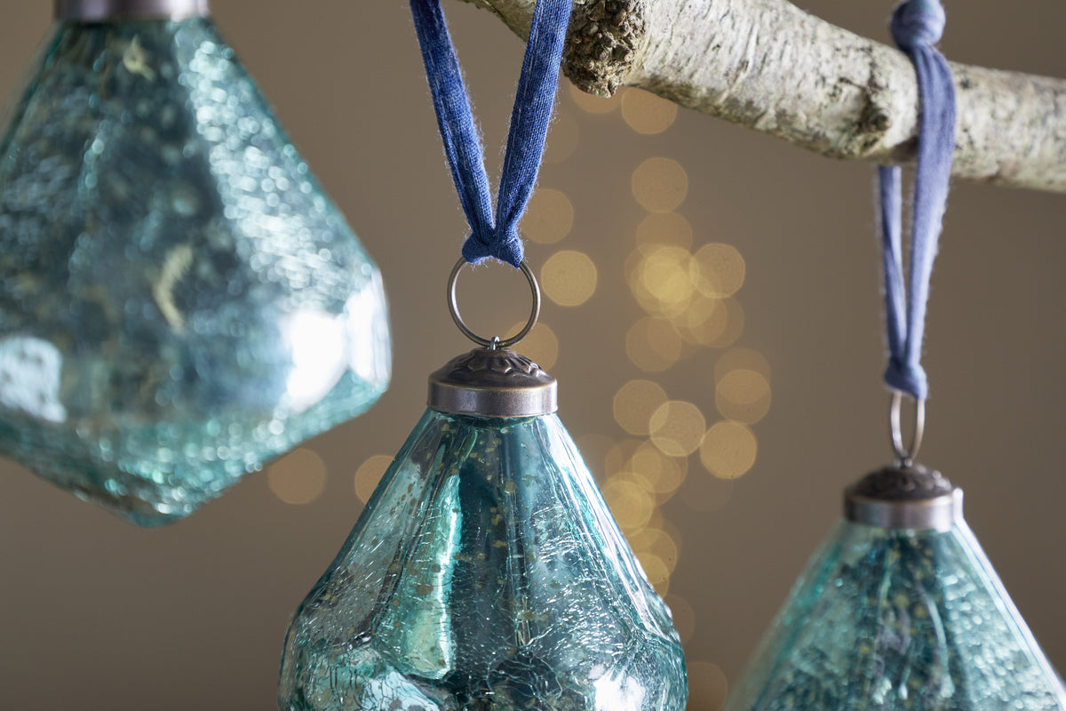 Tamti Baubles - Teal Crackle (Set of 4)
