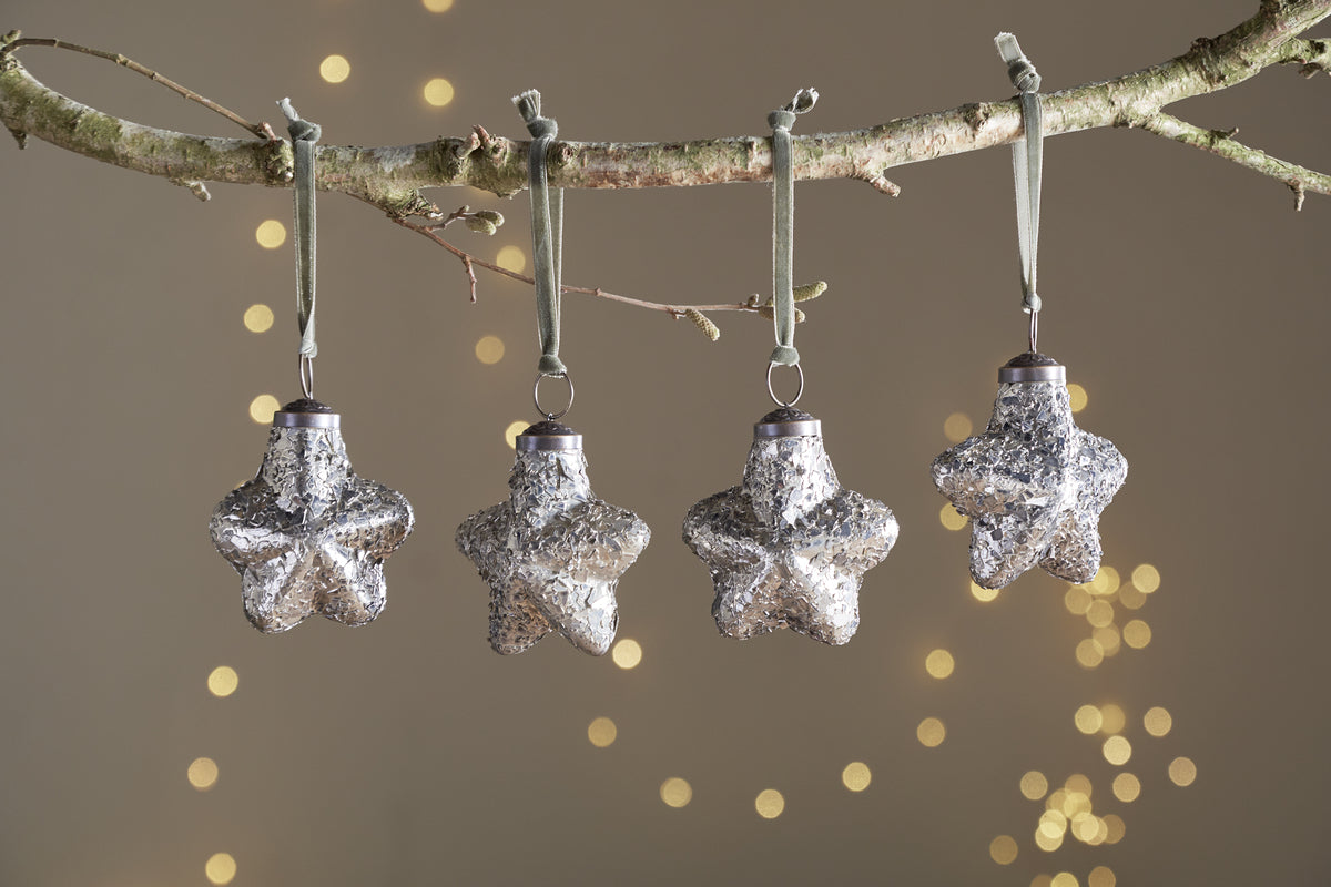Riyara Bauble - Silver Sparkle - (Set of 4)