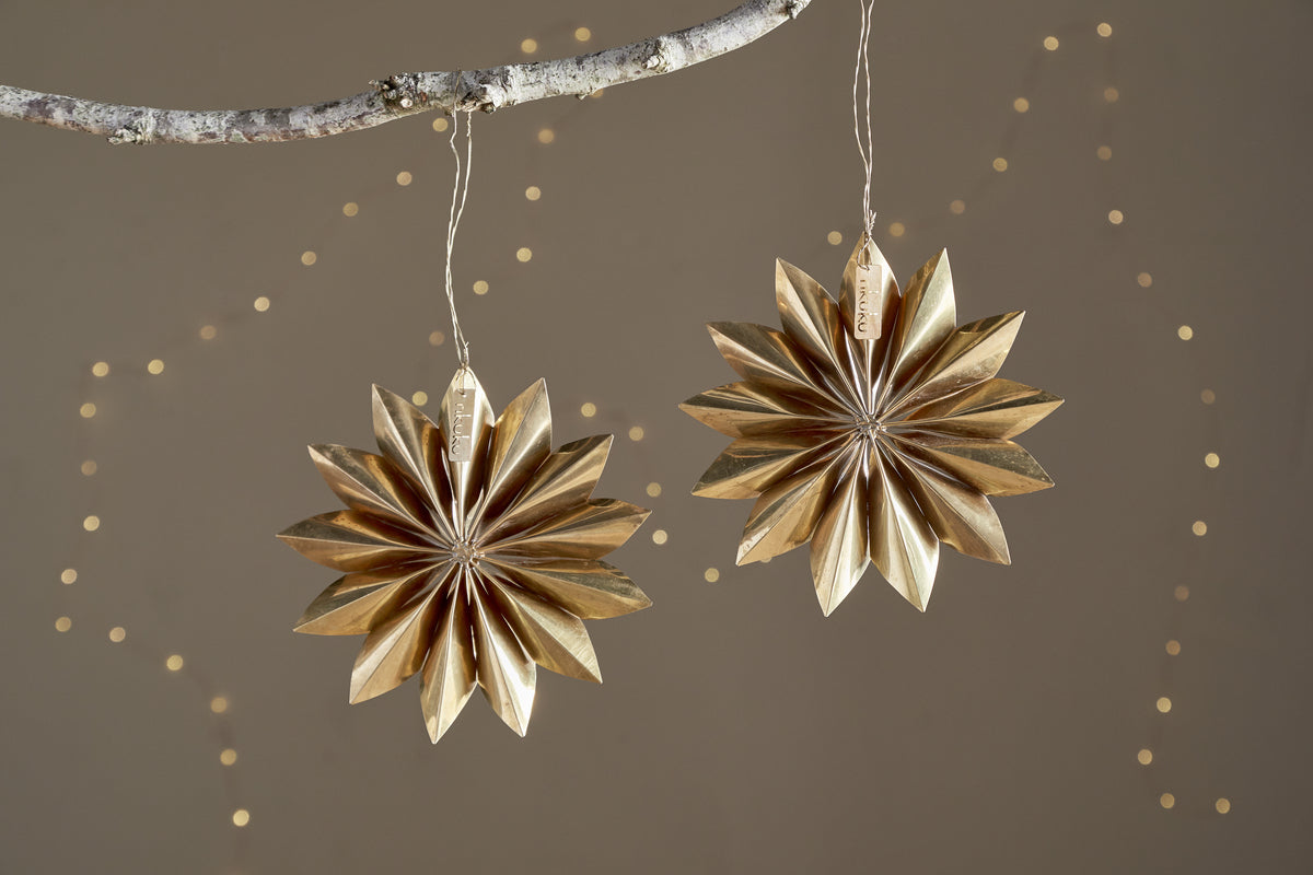 Amata Brass Star Baubles - Antique Brass - (Set of 2)