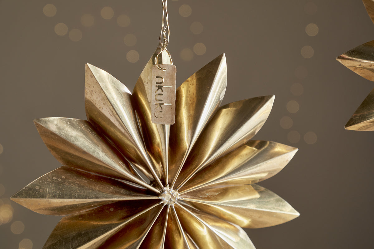 Amata Brass Star Baubles - Antique Brass (Set of 2)