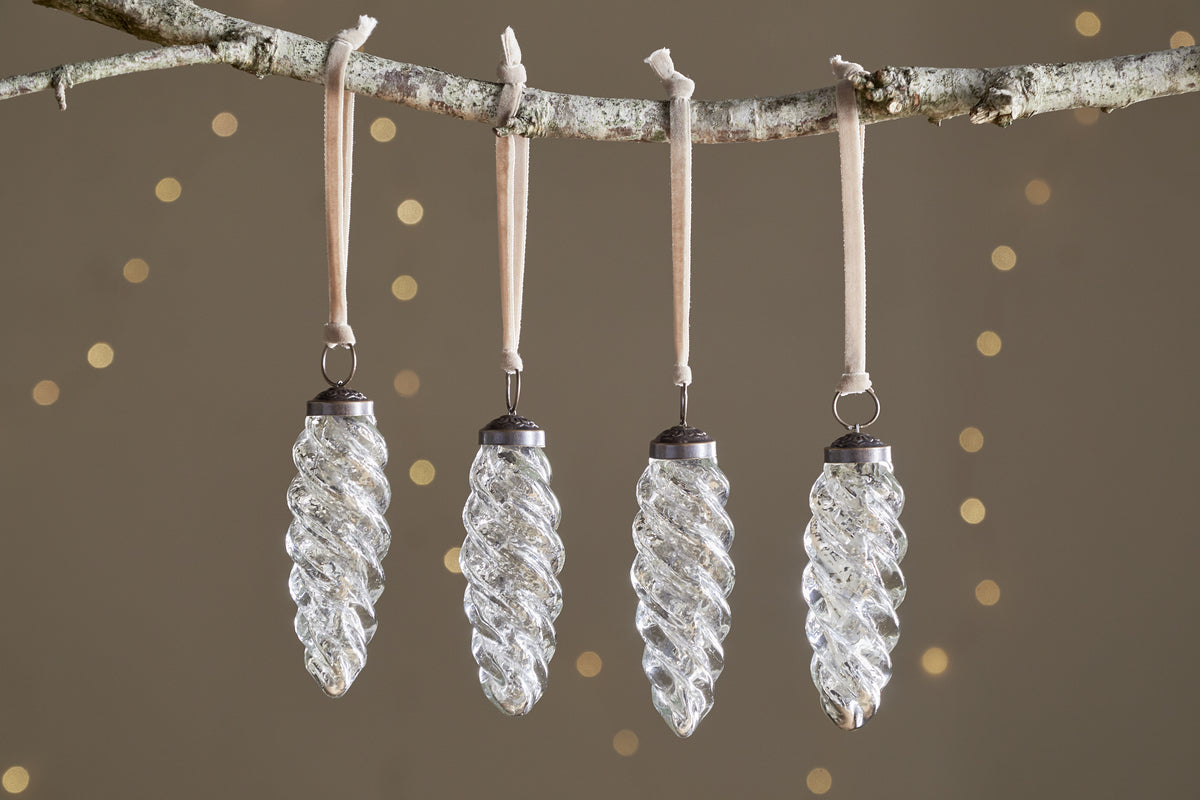 Athardi Drop Bauble - Antique Silver (Set of 4)