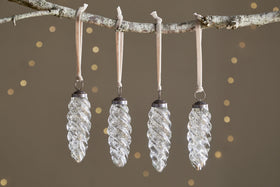 Athardi Drop Bauble - Antique Silver - (Set of 4)