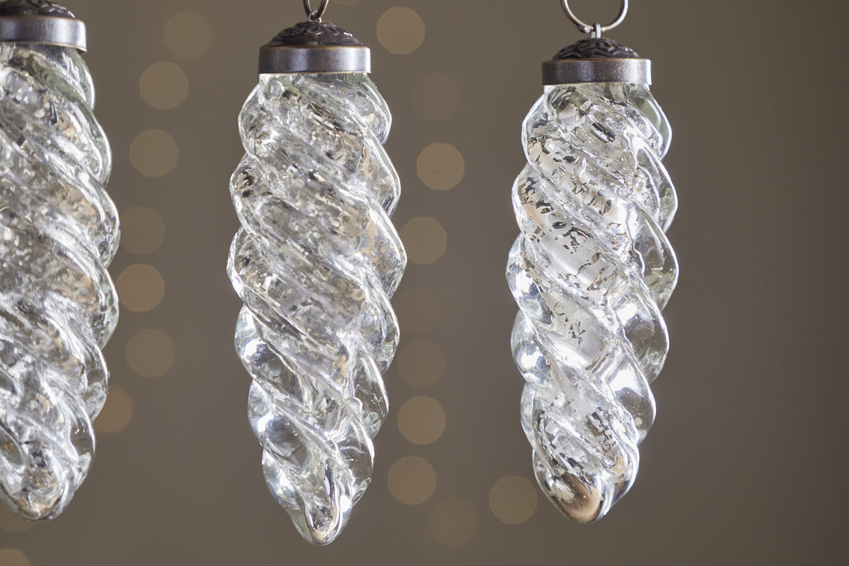 Athardi Drop Bauble - Antique Silver (Set of 4)