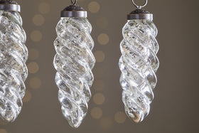 Athardi Drop Bauble - Antique Silver - (Set of 4)