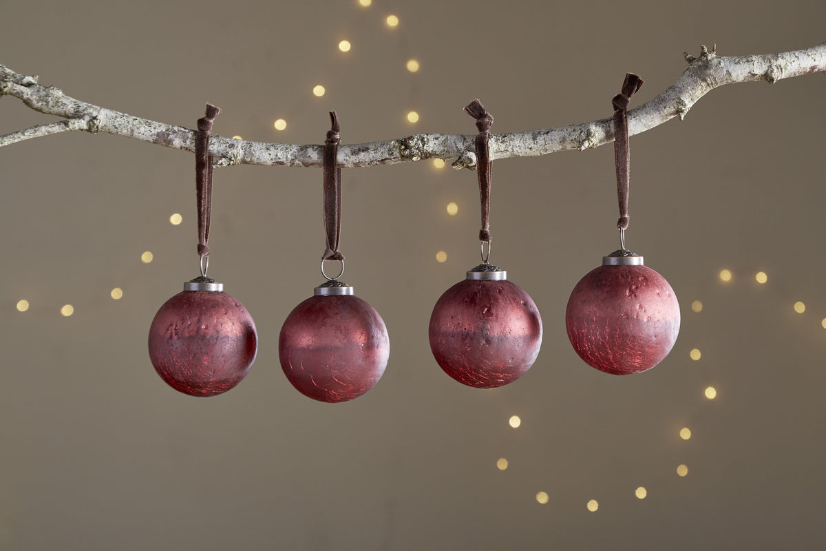 Pannee Round Baubles - Merlot - (Set of 4)