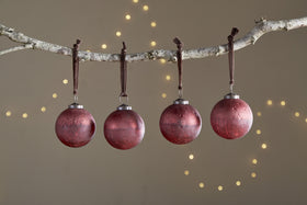 Pannee Round Baubles - Merlot - (Set of 4)