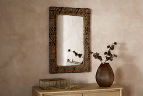 Arjun Upholstered Rectangular Wall Mirror - Natural