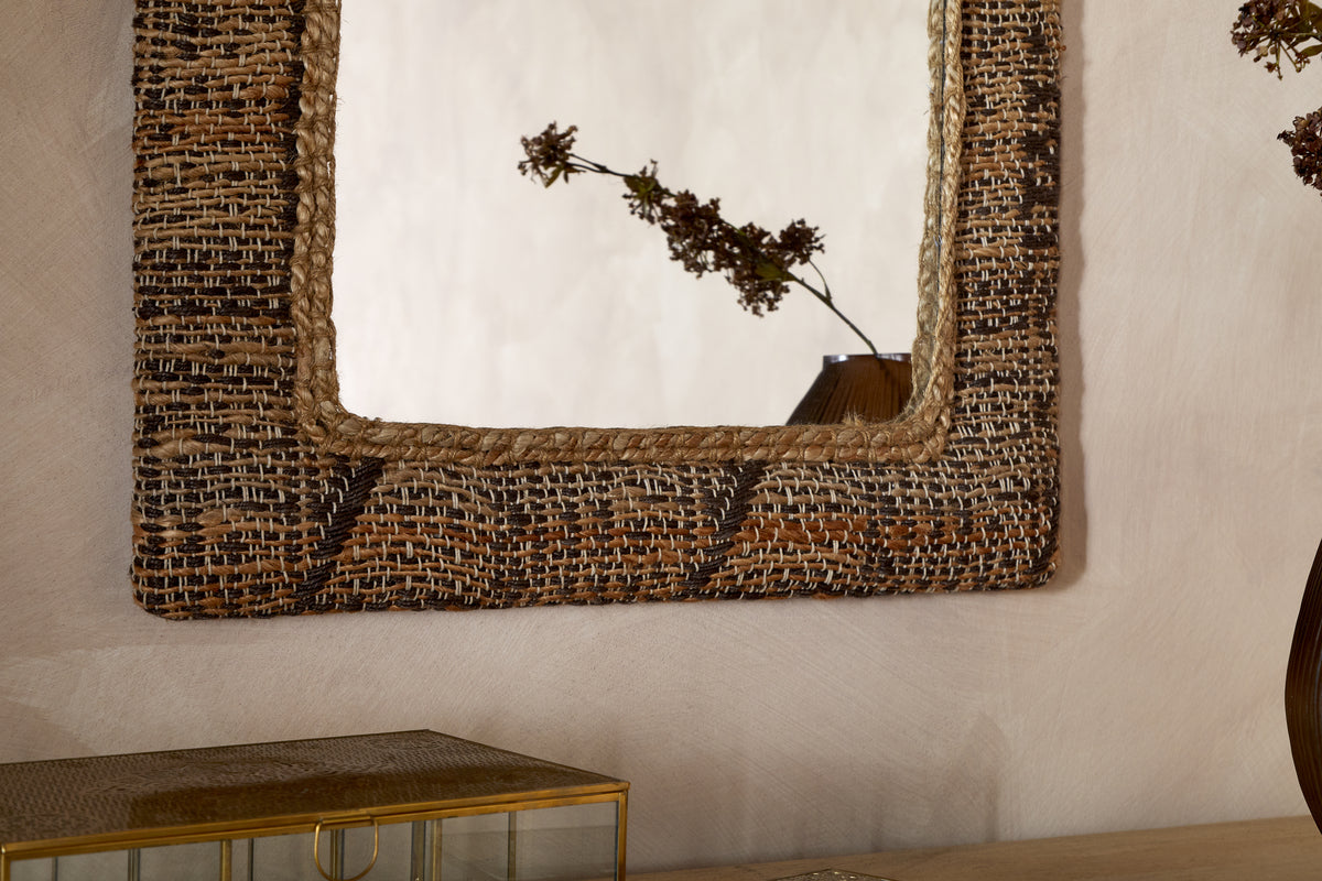 Arjun Upholstered Rectangular Wall Mirror - Natural