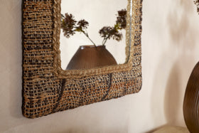 Arjun Upholstered Rectangular Wall Mirror - Natural