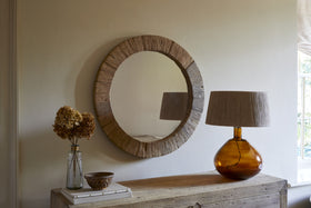 Ibo Reclaimed Round Wall Mirror - Natural