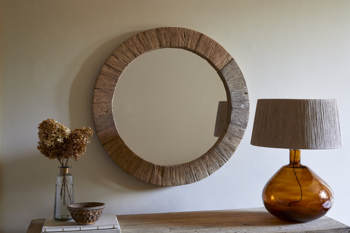 Ibo Reclaimed Round Wall Mirror - Natural