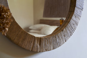 Ibo Reclaimed Round Wall Mirror - Natural