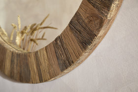 Ibo Reclaimed Round Wall Mirror - Natural