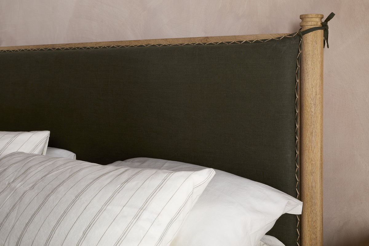 Sri Mango Wood Bed - Moss