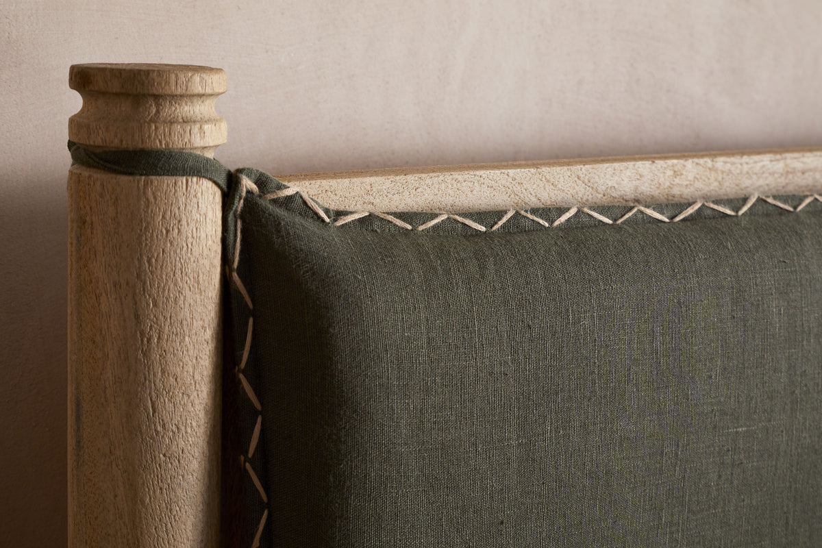 Sri Mango Wood Bed - Moss