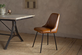 Harsha Leather Dining Chair - Aged Tan