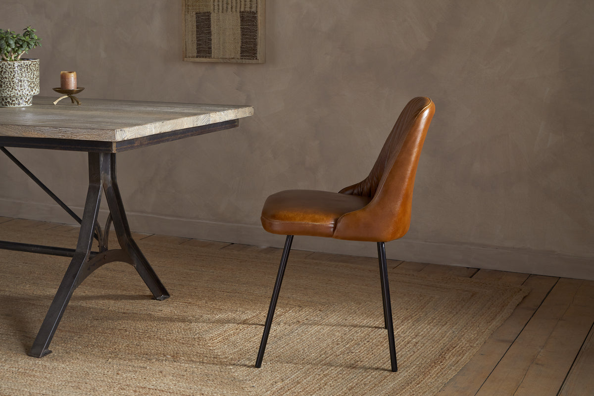 Harsha Leather Dining Chair - Aged Tan